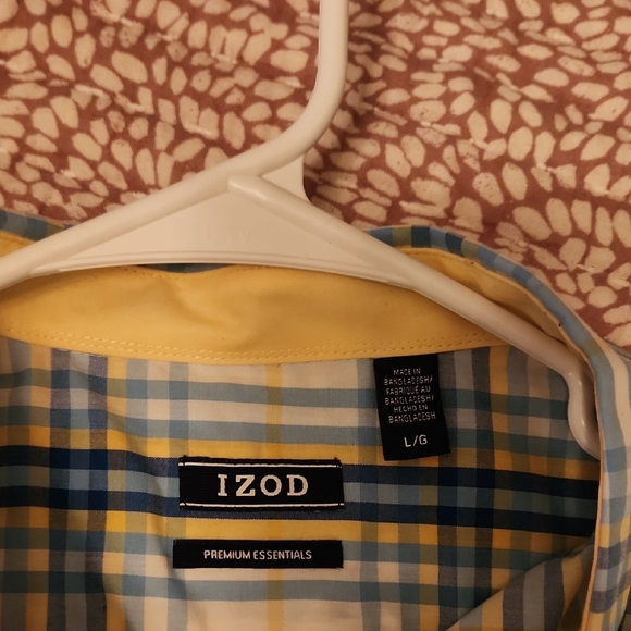 Izod Yellow and Blue Casual Button Down Shirt - Picture 2 of 5